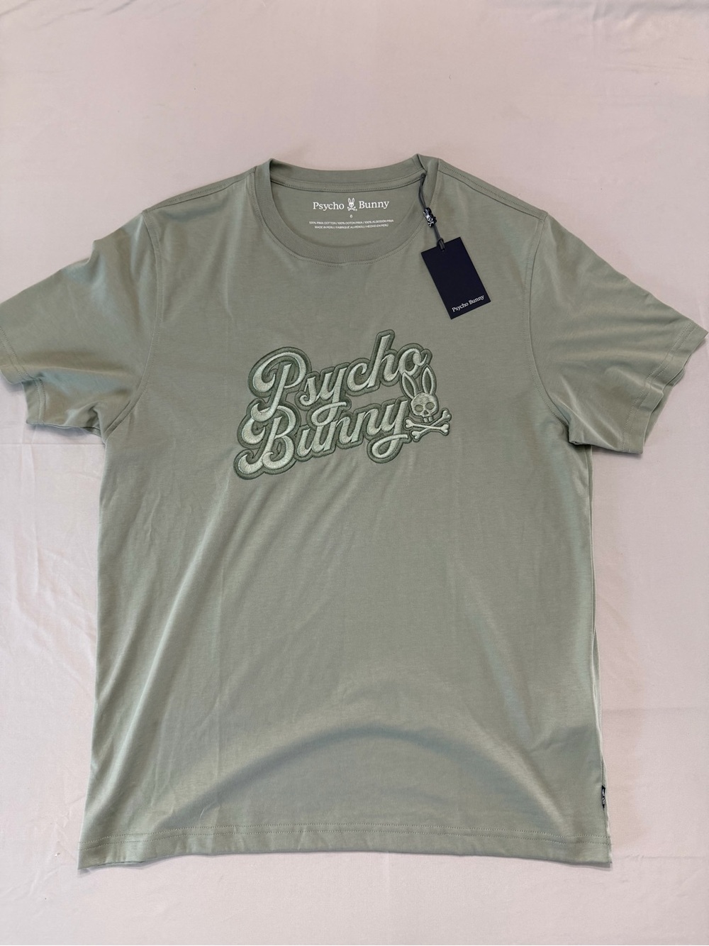 Psycho Bunny Sage Green Embroidered Logo Short Sleeve Tee
